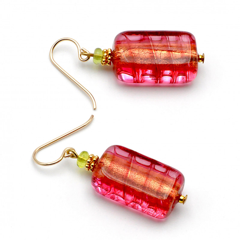 Boucles d'oreilles fraise verre de murano