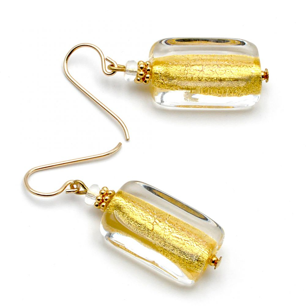 Gold earrings genuine murano glass venice