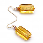 Gold amber earrings genuine murano glass venice