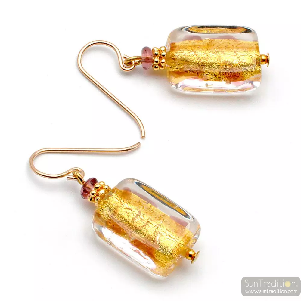 Asteroide chocolate - earrings chocolate and gold genuine murano glass