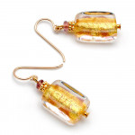 Boucles d'oreilles or chocolat verre de murano