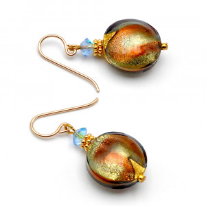 Romantica - aretes verde en verdadero vidrio de murano de venecia