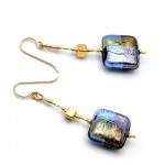 Boucles d'oreilles bleues en veritable verre de murano de venise