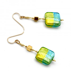 Quadrifoglio green - green murano glass drop earrings of venice