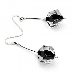 Rumba pendant black - cubic pearls black murano glass drop earrings venice