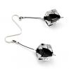 Cubic pearls black murano glass drop earrings venice