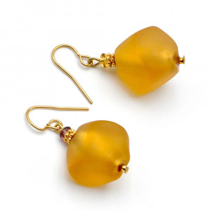 Scoglio satin gold - gold murano glass earrings genuine venice glass