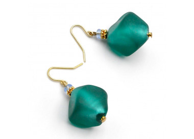 Boucles d'oreilles vertes verre de murano de venise