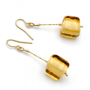 Cubo sciogliendo gold - gold murano glass drop earrings murano of venice