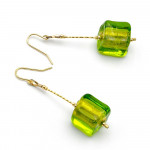 Boucles d'oreilles vert verre de murano de venise