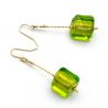 Green murano glass drop earrings of venice