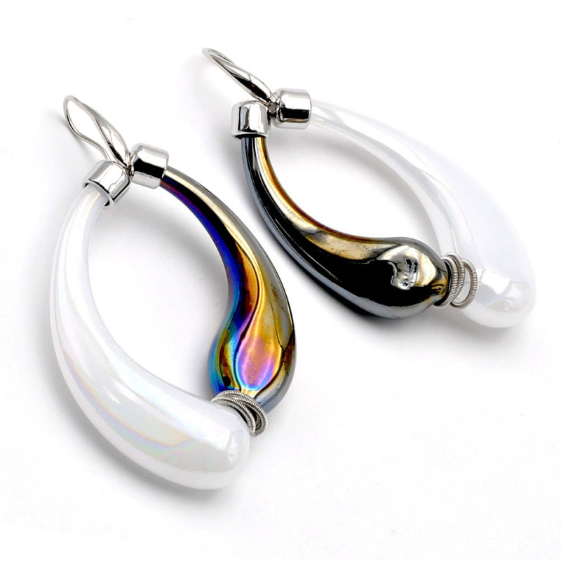 Boucles d'oreilles creoles verre soufflé de murano de venise