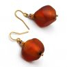 Amber murano glass earrings genuine venitian glass