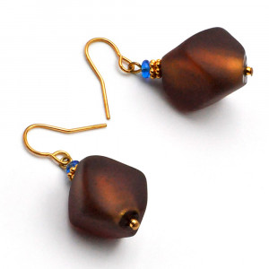 Sscoglio satin cola - agate murano glass earrings genuine venice glass