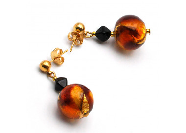 Boucles d'oreilles ambre veritable verre de murano de venise