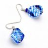 Blue murano glass earrings in true murano glass of venice