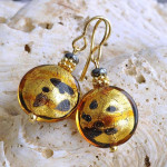 Gold murano glass earrings spotted