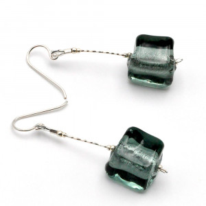 Cubo sciogliendo grey - grey murano glass drop earrings of venice