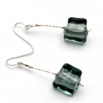 Grey murano glass drop earrings of venice