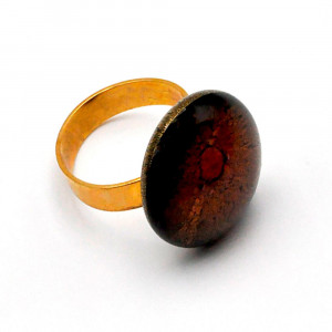 Ronde craquelee amethist en de gouden ring, murano glas