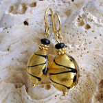 Gold murano glass earrings