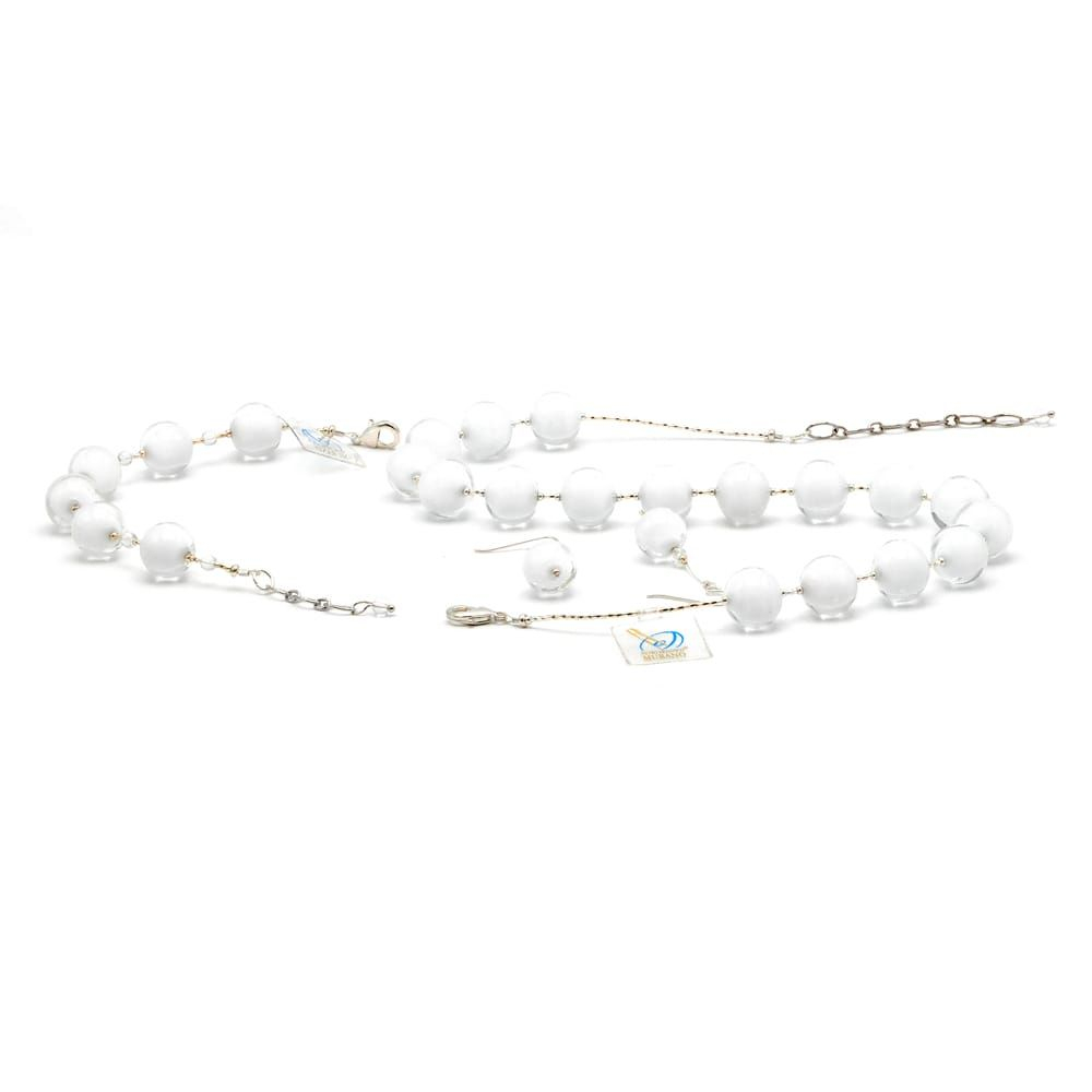 Ball white - adornment jewelry silver and white genuine murano glass from venice