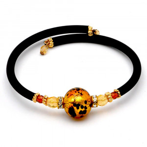 Pulsera de perlas de murano de goma fantasía leonado