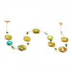 Necklace green and gold genuine murano glass