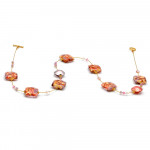 Collier rose et or veritable verre de murano