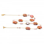 Collier rose et or veritable verre de murano