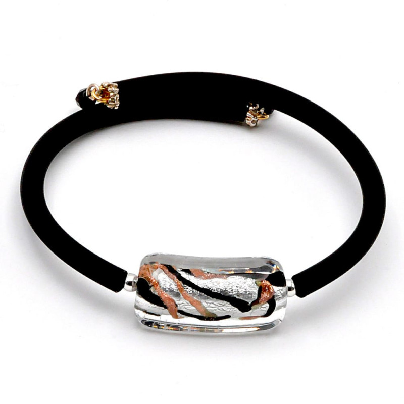 Pulsera de perlas rectangular de murano de goma fantasía baretta