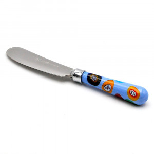 Butter knife with glass handle from murano murrina millefiori from venice