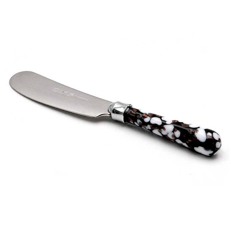 Buttermesser mit mehrfarbigem muranoglasgriff Buttermesser mit mehrfarbigem muranoglasgriff