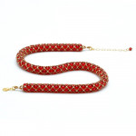 Necklace renaissance red glass gilded weave