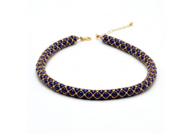 Collana evidence azzurro rinascita dorata intreccio