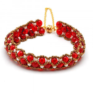 Bracelet perle de verre rouge renaissance