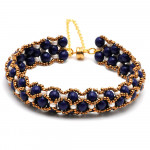 Pulsera de perlas de vidrio de color azul renacimiento