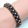 Bracelet perles de verre bleu et or