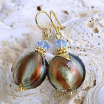 Green murano glass jewelry earrings