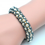 Bracelet perle de verre gris et argent