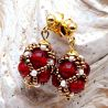 Glass beads red earrings renaissance