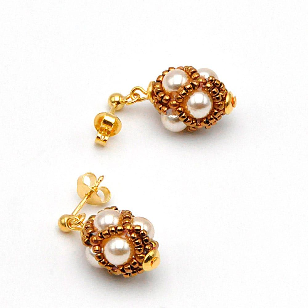 Gold glass beads earrings renaissance
