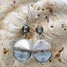 Boucles d'oreilles verre murano pendantes argent