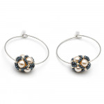 Boucles d'oreilles creoles perles de verre gris