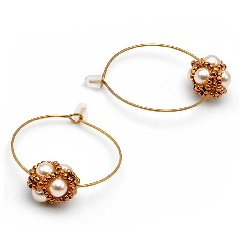 Circle gold glass beads earring renaissance