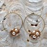 Pendientes círculo con perlas de vidrio oro renacimiento