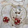 Circle red glass beads earrings renaissance