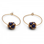 Boucles d'oreilles creoles perles de verre bleu