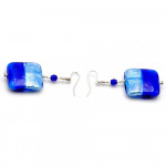  boucles d'oreilles bleues en verre 