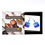 Boucles d'oreilles bleues en veritable verre de murano de venise